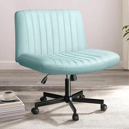 PUKAMI Criss Cross Chair with Wheels, Fabric Padded Armless Cross Legged Office by PUKAMI