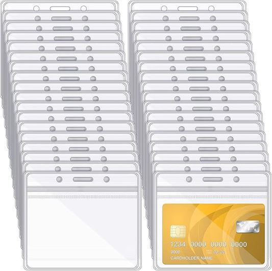 Zonon 150 Pcs Horizontal Clear ID Badge Holders Plastic Card Name Tag Holders by Zonon