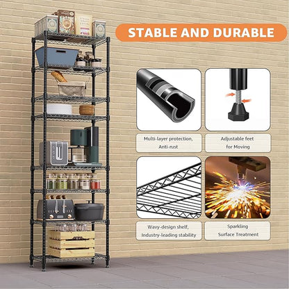 M MZG 8 Tier 2000 lbs Storage Rack Metal Wire Shelving Unit, Storage Standing - Image 5