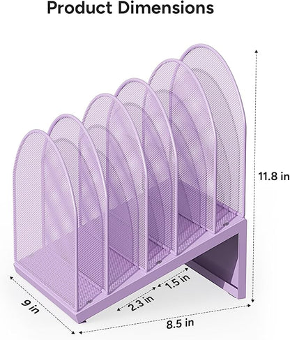 OUTIOE 5-Section Desk File Organizer, Metal Mesh Folder Organizer - Image 4