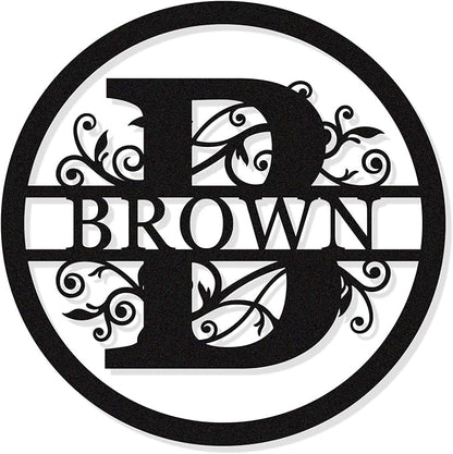 Personalized Round Metal Monogram Sign, Custom Family Last Name Decor, Initial by HYTSIGN