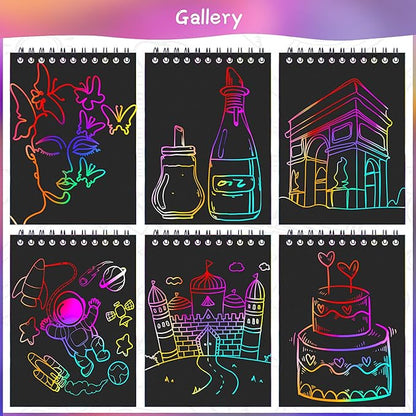 POKONBOY 24 Pack Rainbow Scratch Paper Arts Notebooks, Scratch Note Pads - Image 3