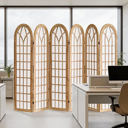 Aletheiawu 6 Panel Room Divider Wall Shoji Screen, Japanese Wood Room Divider - Image 8