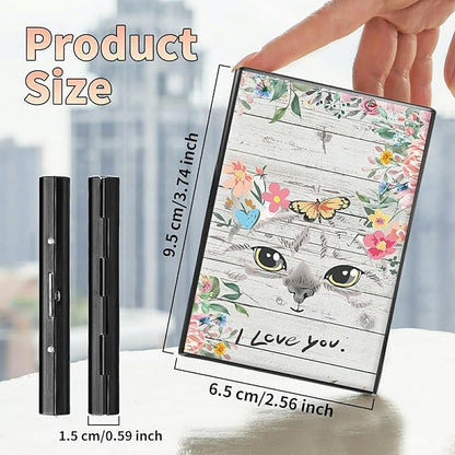 BWEGRHE Slim Credit Card Holder, Cat Flowers RFID Blocking Metal Wallet - Image 2