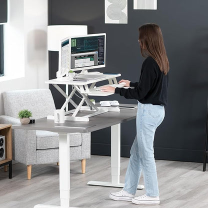 VIVO 36 inch Desk Converter, K Series, Height Adjustable Sit to Stand Riser - Image 9