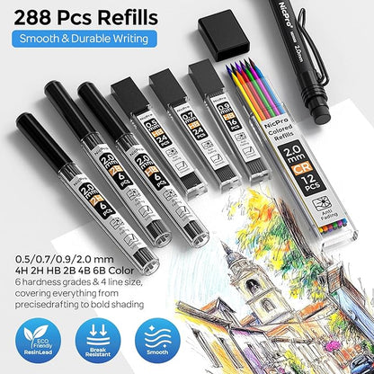 Nicpro 6PCS Weatherproof Mechanical Pencil Set, Sketching Drawing - Image 6