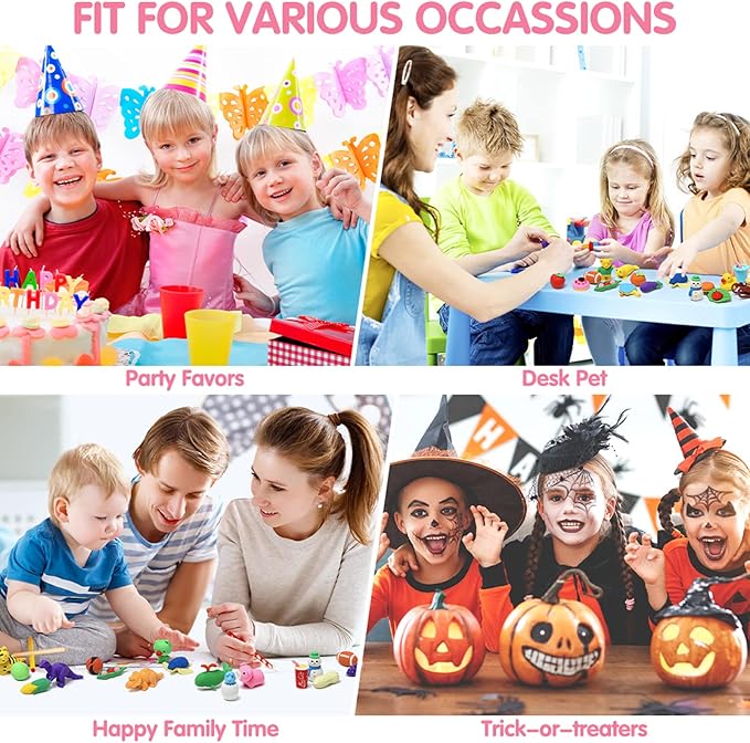 150 Pack Animal Erasers for Kids Puzzle Pencil Erasers 3D Mini Eraser Toys for - Image 4
