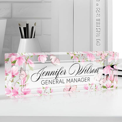 AZUFEMOS Personalized Acrylic Desk Name Plate - Image 4