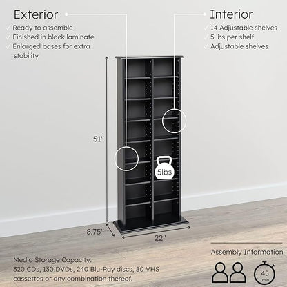 Prepac 2 Column Tall Cabinet Media, Double Multimedia Storage Tower - Image 5