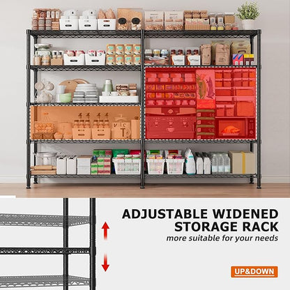 REIBII 1600LBS Storage Shelves 69.8''W Metal Shelving 5 Tier Wire Shelving Unit - Image 6