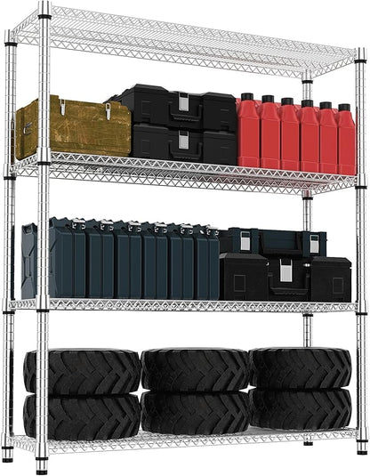M MZG 4 Tiers Shelf 2640 lbs Steel Storage Shelving Utility Shelving Unit Steel by MEIGAOPLASTICANDMETALHKCOLIMITED