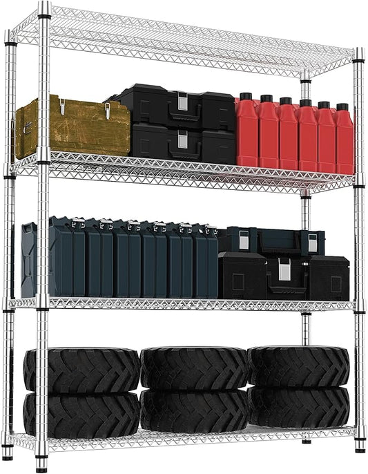 M MZG 4 Tiers Shelf 2640 lbs Steel Storage Shelving Utility Shelving Unit Steel by MEIGAOPLASTICANDMETALHKCOLIMITED