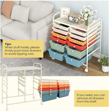 Giantex 12 Drawer Rolling Storage Cart Tools Scrapbook Paper Office School - Image 6