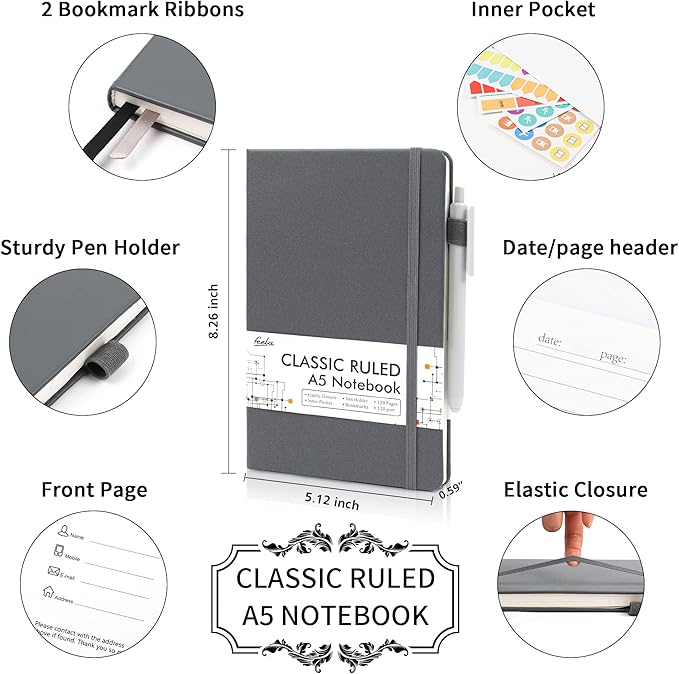 feela 18 Pack Journal Notebook for Work, Business Notebook Bulk Hardcover Lined - Image 2