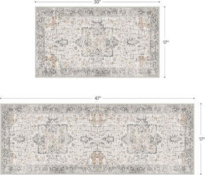 GENIMO Runner Rug 2PCs, Machine Washable Non Slip Vintage Hallway Runner Rug - Image 2