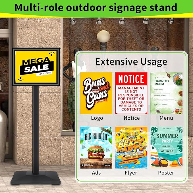 INNOVSIGN Heavy Duty Adjustable Pedestal Poster Sign Stand, 8.5x11 Aluminum - Image 9