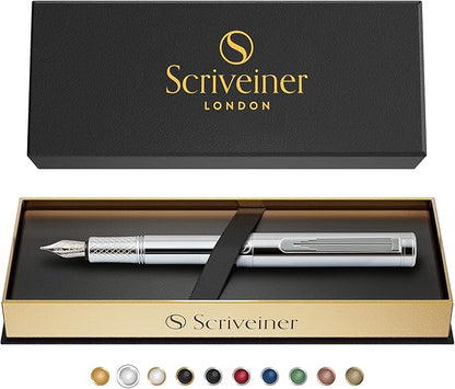 Scriveiner Silver Chrome Fountain Pen, Award Winning Luxury Pen, Heavy Pocket - Image 9