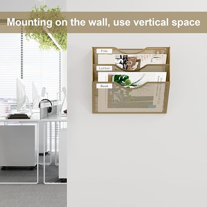 EasyPAG 3 Pocket Mesh Wall File Organizer, Hanging Paper Folder Holder - Image 4