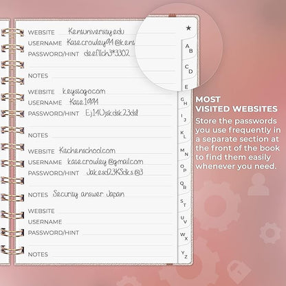 Clever Fox Password Book Spiral – Internet Address & Password Organizer - Image 4