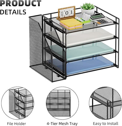 Marbrasse Desk Organizer and Accessories，4-Tier Paper Letter Tray Organizer - Image 4