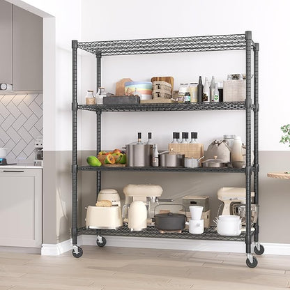 Homdox 60”W Storage Shelves, 4 Tier Heavy Duty Wire Shelving Unit - Image 2
