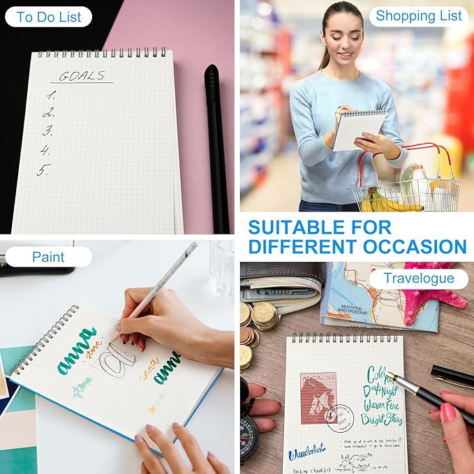 Engrowtic 2 Pack Graph Paper Spiral Notepad A5 Top Wirebound Notepad Grid - Image 6