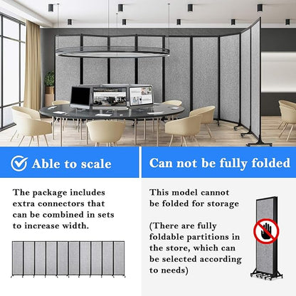 Upgrade Version Room Partition and Divider, Freestanding Rolling Dividers - Image 3