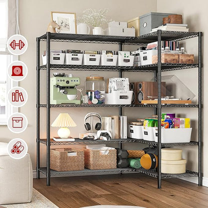 REIBII 5 Tier Wire Shelving Storage Shelves Loads 1430LBS - Image 6
