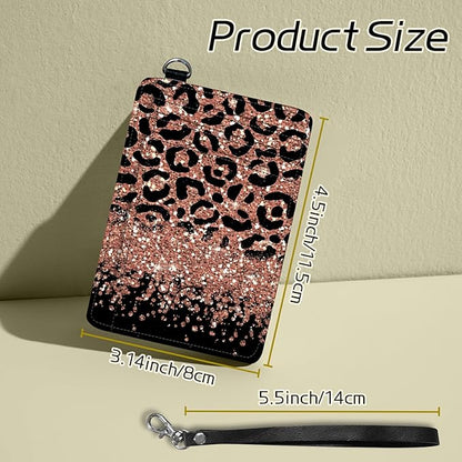 BWEGRHE Small Travel Wallets, Leopard Glitter Slim Minimalist Front Pocket - Image 2