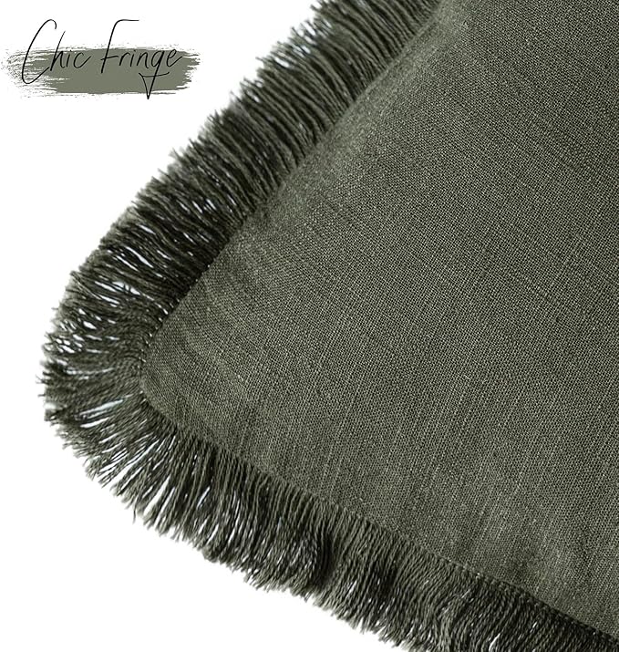 Foindtower Set of 2 Decorative Linen Fringe Lumbar Throw Pillow Covers Boho - Image 3