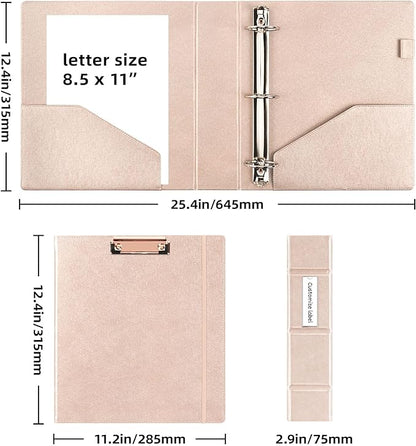 Ospelelf 3 Ring Binder with Clipboard 2 Inch Leather Binder - Image 5