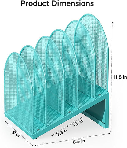 OUTIOE 5-Section Desk File Organizer, Metal Mesh Folder Organizer - Image 4