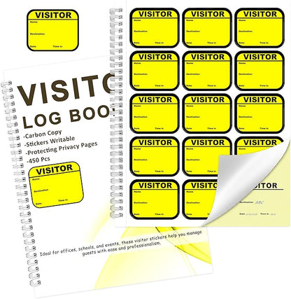 1 Pack Visitor Badges with Carbon Copy Visitor Stickers Letter Size Visitor Log by Unknown