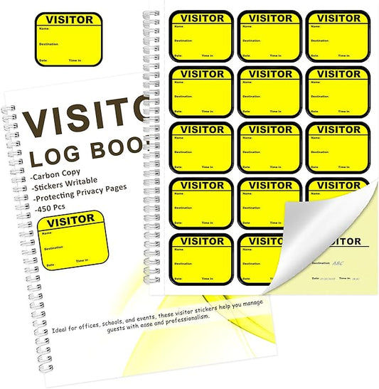1 Pack Visitor Badges with Carbon Copy Visitor Stickers Letter Size Visitor Log by Unknown