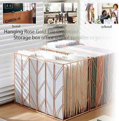 Fei Bi 1 Pack Metal Hanging Rose Gold File Organizer, Storage Box, Office and - Image 5