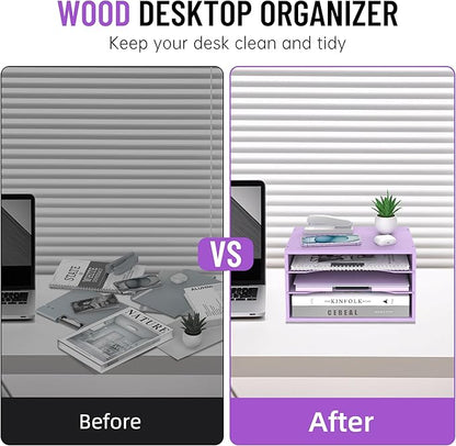 SHARKWOODS Wood Desk Organizer, 3 Tier Paper Tray Organizer - Image 6
