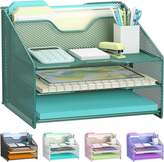Samstar Green Desk File Organizer, Mesh Letter File Folder Holder by Samstar
