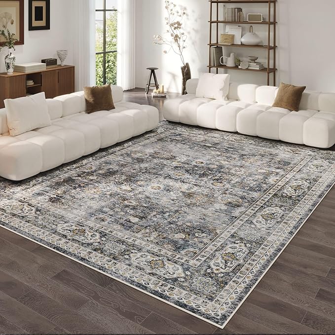 Rugcomf 8x10 Rug Washable Boho Soft Large Area Rug Non-Slip Faux Wool Vintage - Image 7