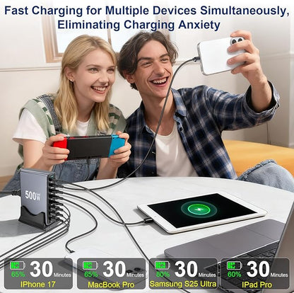 500W USB C Fast Charger Block, PD3.1 140W 8 Port USB Charging Station, GaN Ⅲ - Image 4