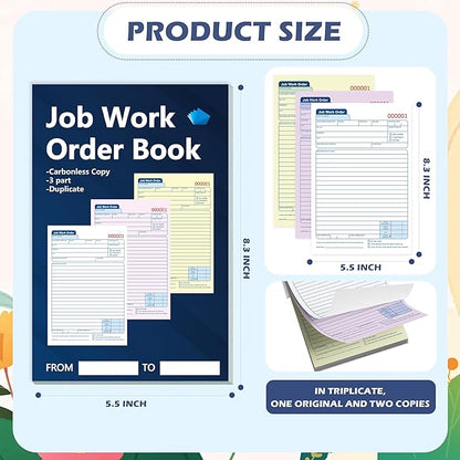50 Sets Job Work Order Form Book 3 Part Carbonless Work Order Invoice Book 5.5 - Image 2
