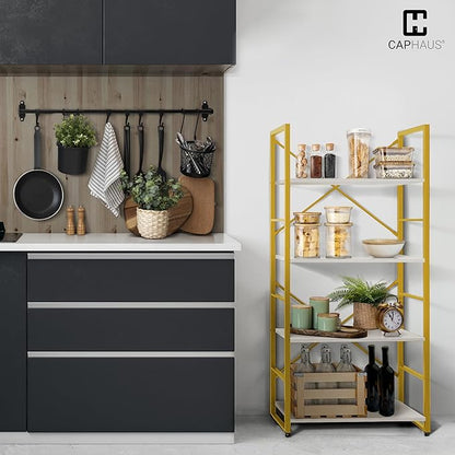 CAPHAUS 4 Tier Bookshelf, Bookcase Shelf Storage Organizer, Living Room - Image 4