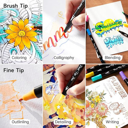Shuttle Art Dual Tip Brush Pens, 96 Colours Fine and Brush Tip Markers Set - Image 4