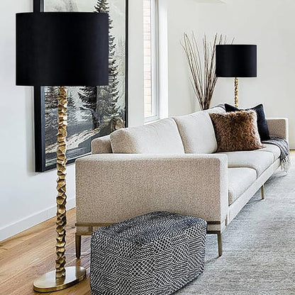 GO&SO Black Velvet Lamp Shades Set of 2 Large Drum Lampshades -16" Top x 16" - Image 7