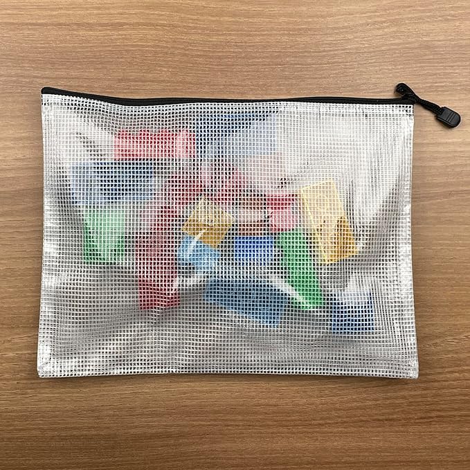 Oaimyy-18 Pcs, Large Mesh Zipper Pouch Document Folders Bag Plastic Zip File - Image 9