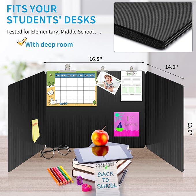 2 Pack Black Desk Dividers for Students, Privacy Shields Folder for Students - Image 5