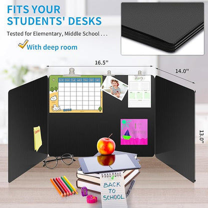 2 Pack Black Desk Dividers for Students, Privacy Shields Folder for Students - Image 5