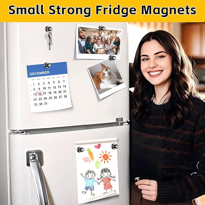 VNDUEEY 24Pcs Black Fridge Magnet Refrigerator Magnets, Magnets - Image 2