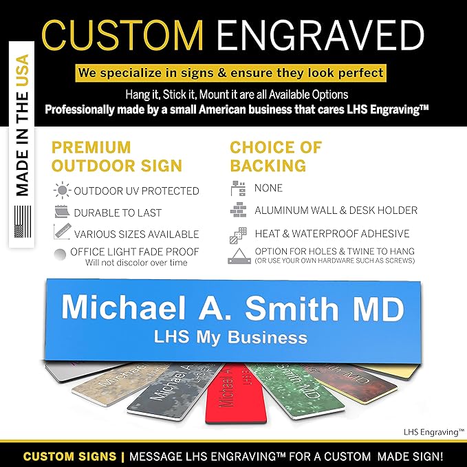 Engraved Name Plates for Door Sign Personalized Light Blue Plastic Nameplate - Image 3