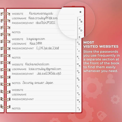 Clever Fox Password Book Spiral – Internet Address & Password Organizer - Image 4