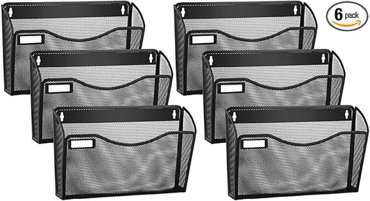 samstar 6 Pack Mesh Wall Mounted File Holder Metal Wall File Pocket Mail by Samstar